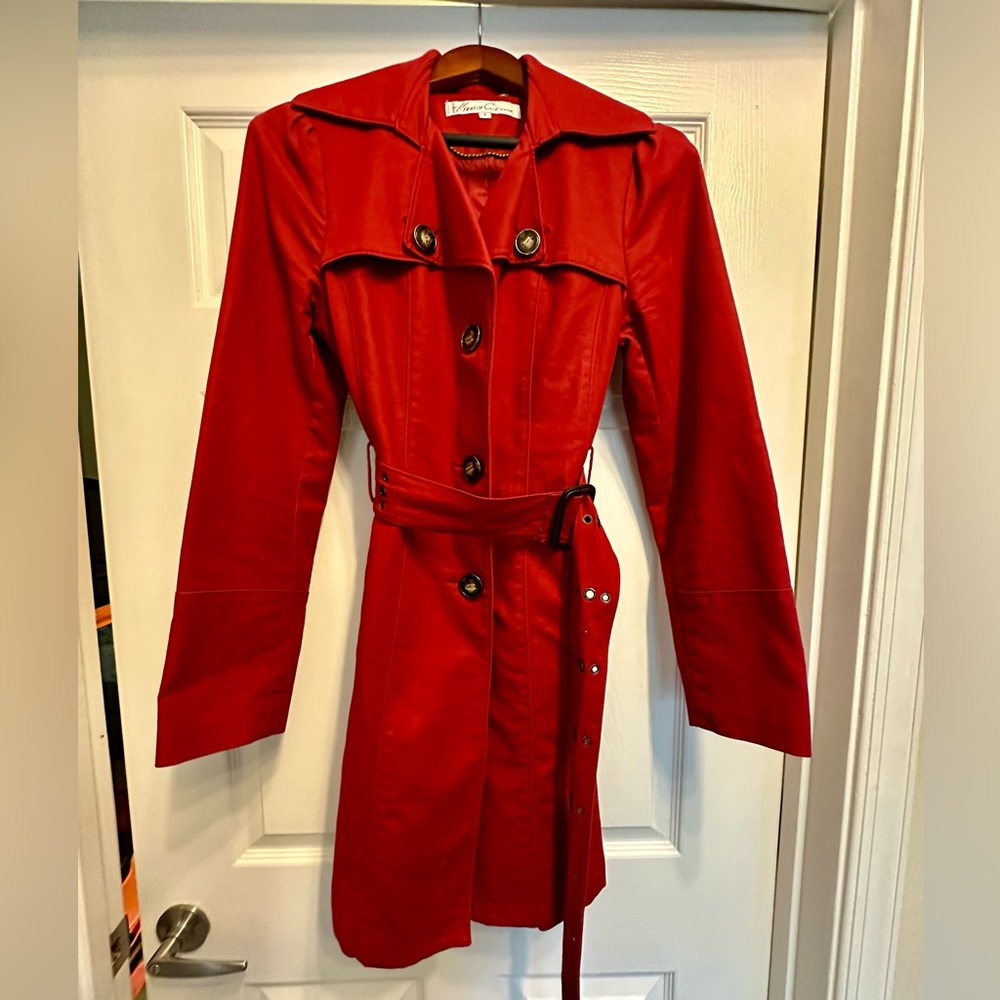 Kenneth Cole New York Red Trench Coat size Small